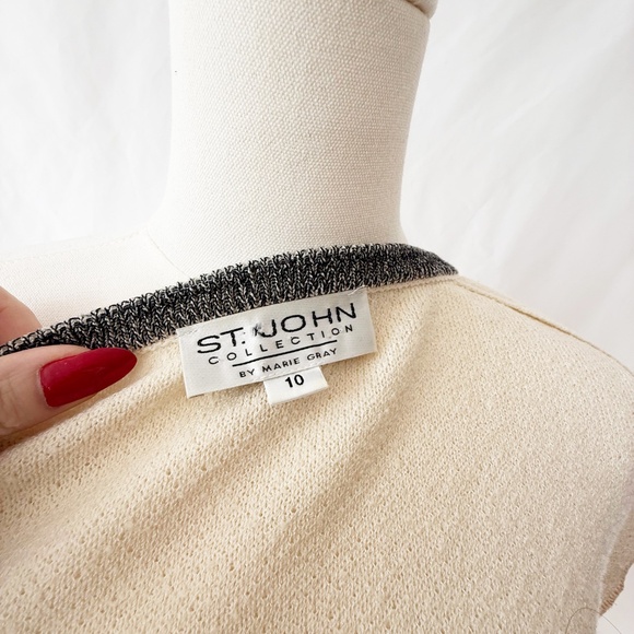 Vintage St. John Collection by Marie Gray -- Ivory Tweed Knit Jacket Size 10 - Picture 8 of 8